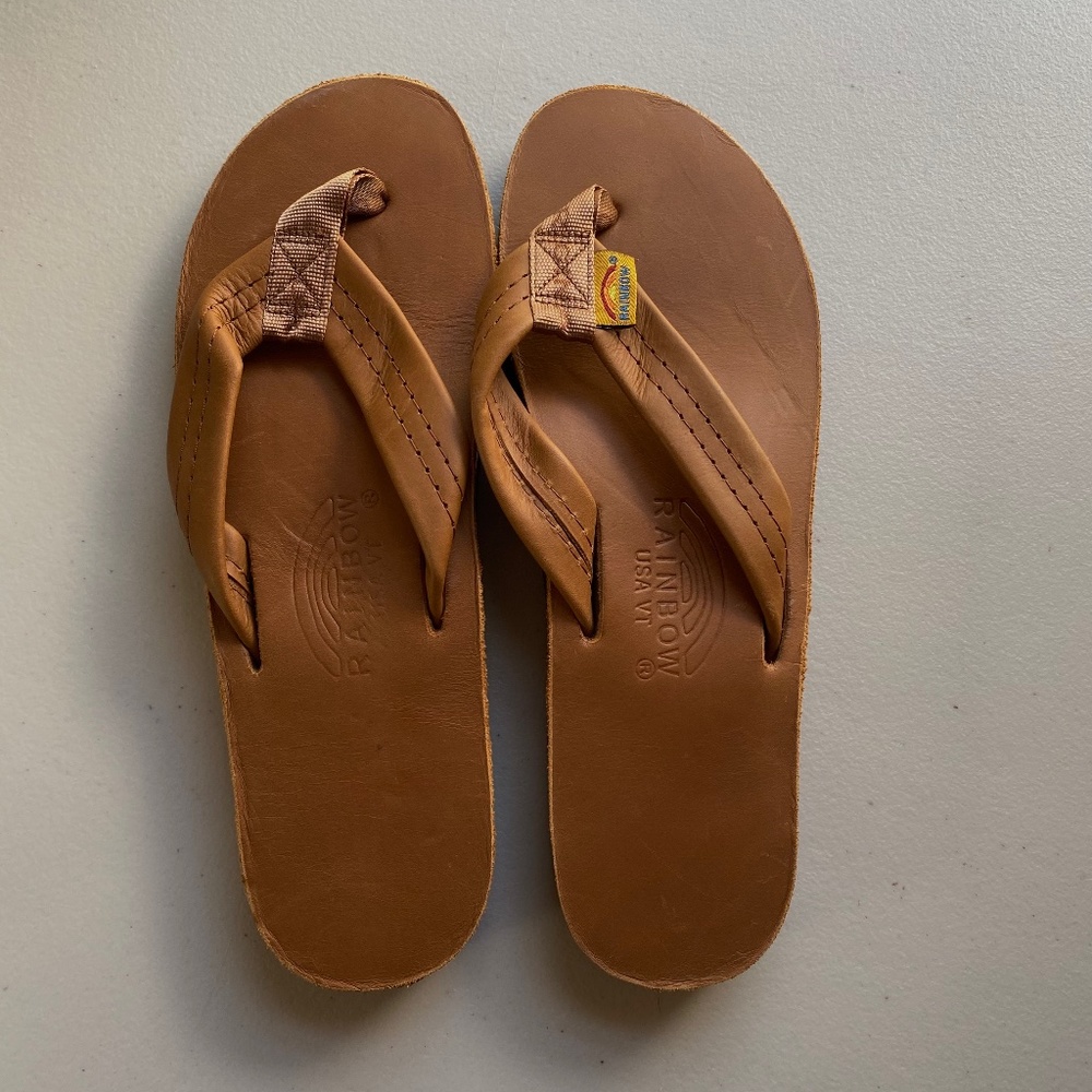 Brown Rainbow Flip Flops